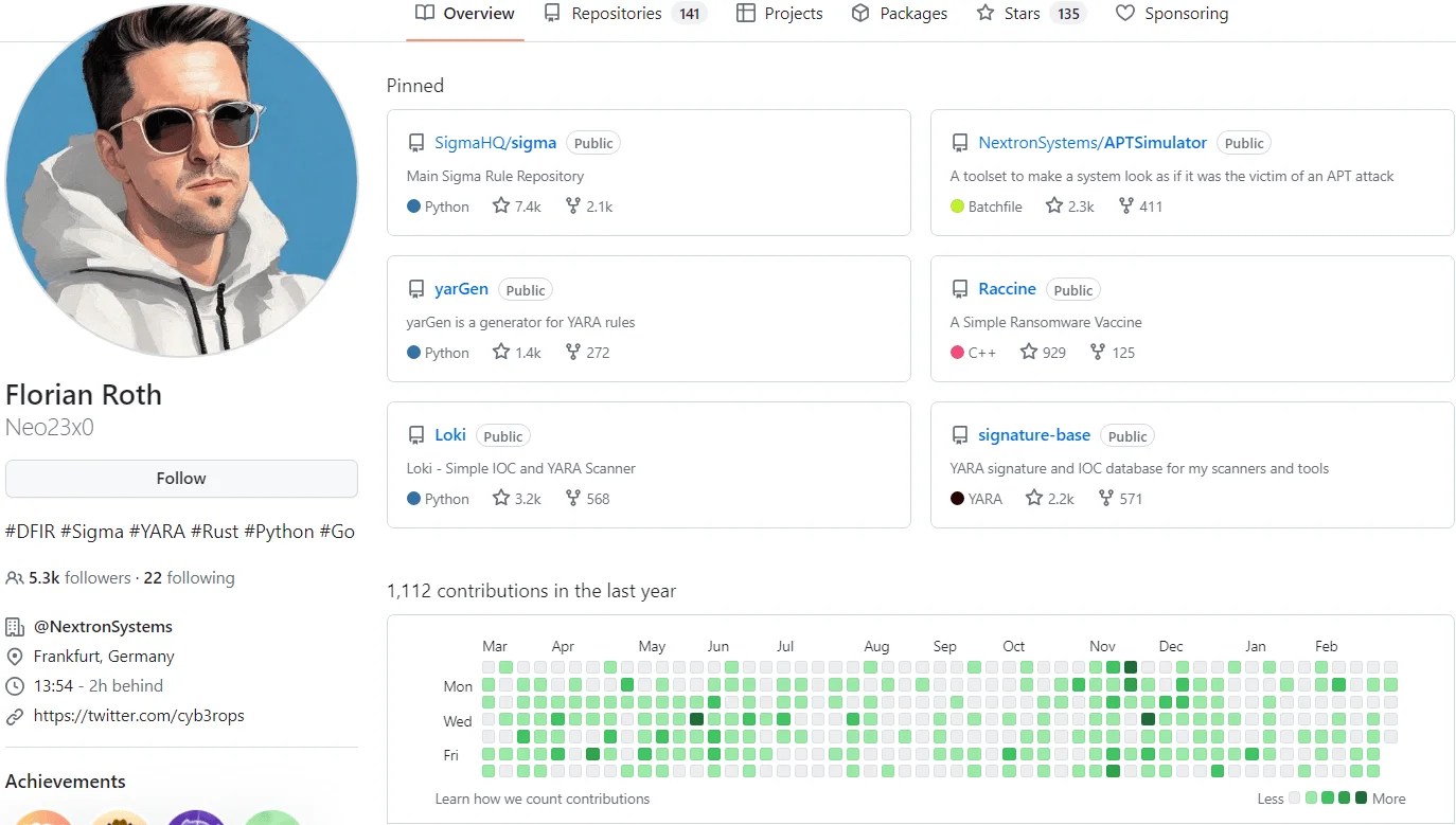 Florian Roth GitHub repositories