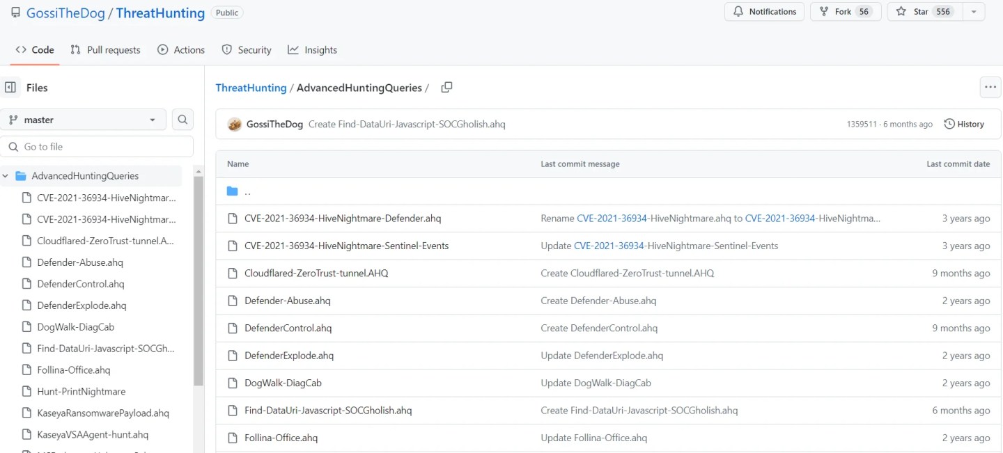 Kevin Beaumont AdvancedHuntingQueriesGitHub repository